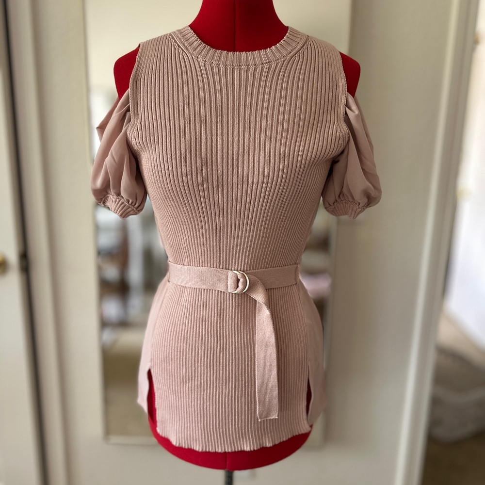 Liu Jo Blush Knit Top With Elegant Belt